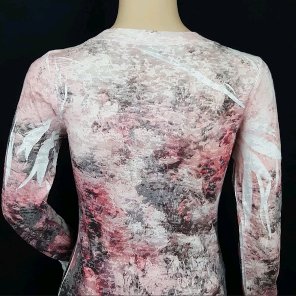 Maurices Sz M Blouse Burnout Tee Pink Long Sleeve - Picture 5 of 8